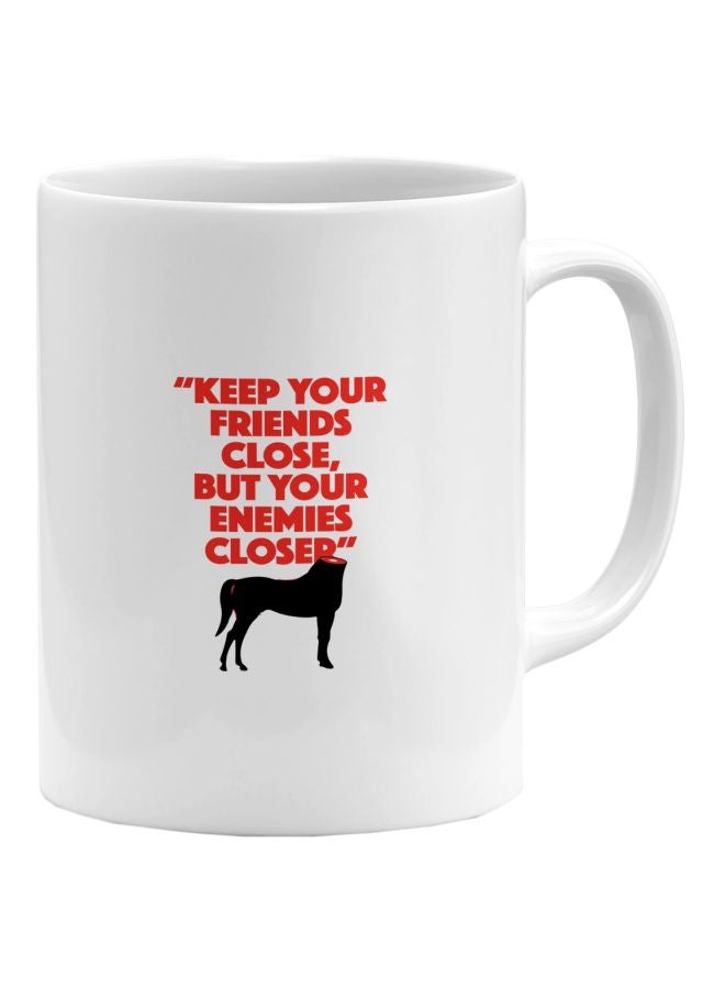 LOUD UNIVERSE Classic Movie Horse Head Quote Printed Coffee Mug White/Black/Red  - Image 1