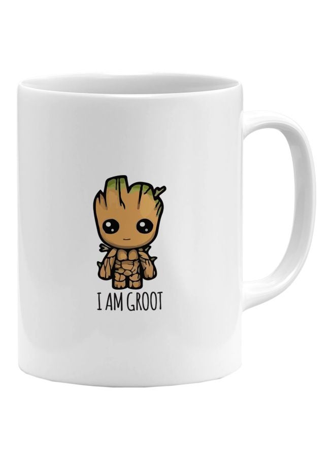 LOUD UNIVERSE I Am Groot Printed Coffee Mug White/Brown - Image 1