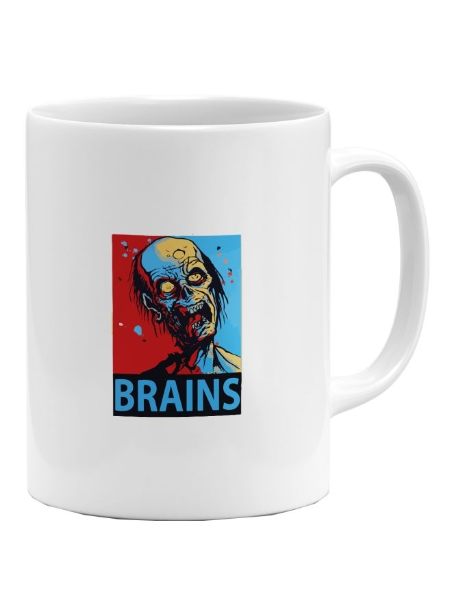 LOUD UNIVERSE Brains Zombie Hope Poster Printed Coffee Mug White/Red/Blue - Image 1