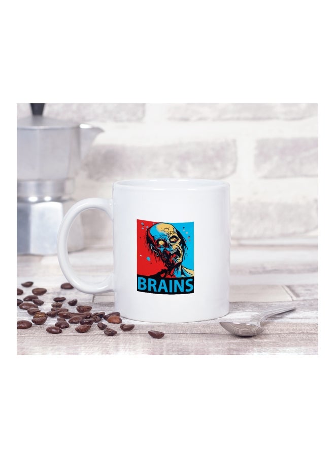 LOUD UNIVERSE Brains Zombie Hope Poster Printed Coffee Mug White/Red/Blue - Image 2