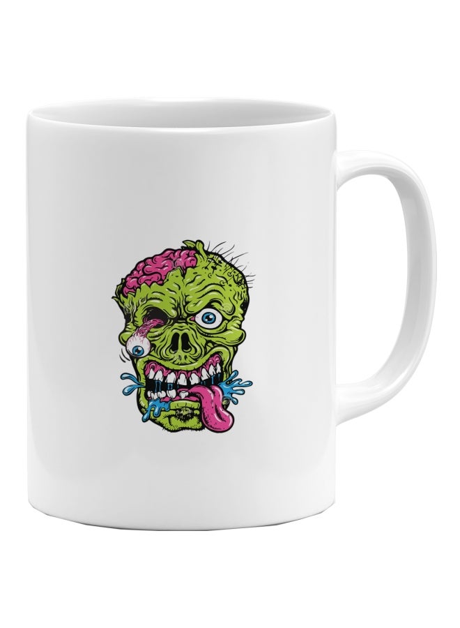 LOUD UNIVERSE Zombie Printed Ceramic Coffee Mug White/Green/Pink  - Image 1