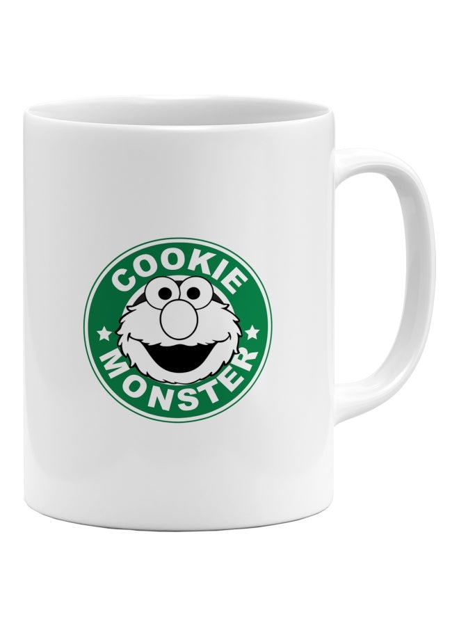 LOUD UNIVERSE StarBucks Cookie Monster Printed Coffee Mug White/Green/Black  - Image 1