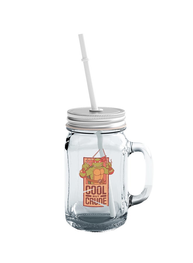 LOUD UNIVERSE Crude Cool Printed Mason Jar With Straw Clear/Red/Green  - Image 1