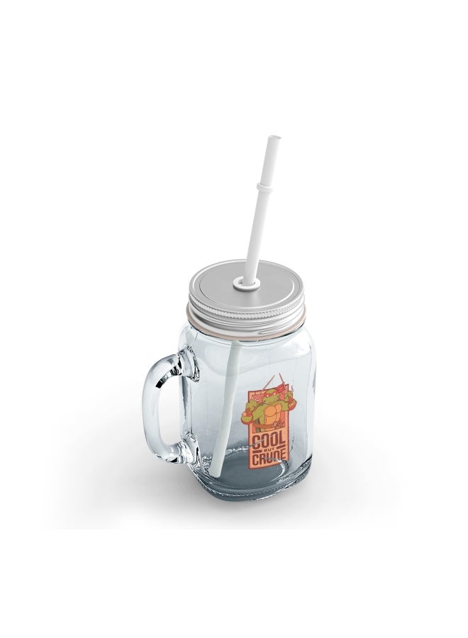 LOUD UNIVERSE Crude Cool Printed Mason Jar With Straw Clear/Red/Green  - Image 2