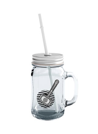 Thor Hammer Printed Mason Jar With Straw Clear/Black/White - v1555184431/N23391879A_1