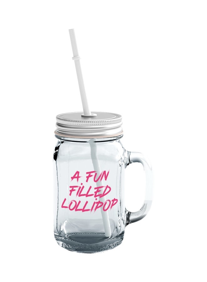LOUD UNIVERSE Suicide Squad Movie Quote Printed Mason Jar With Straw Clear/Pink/Silver  - Image 1