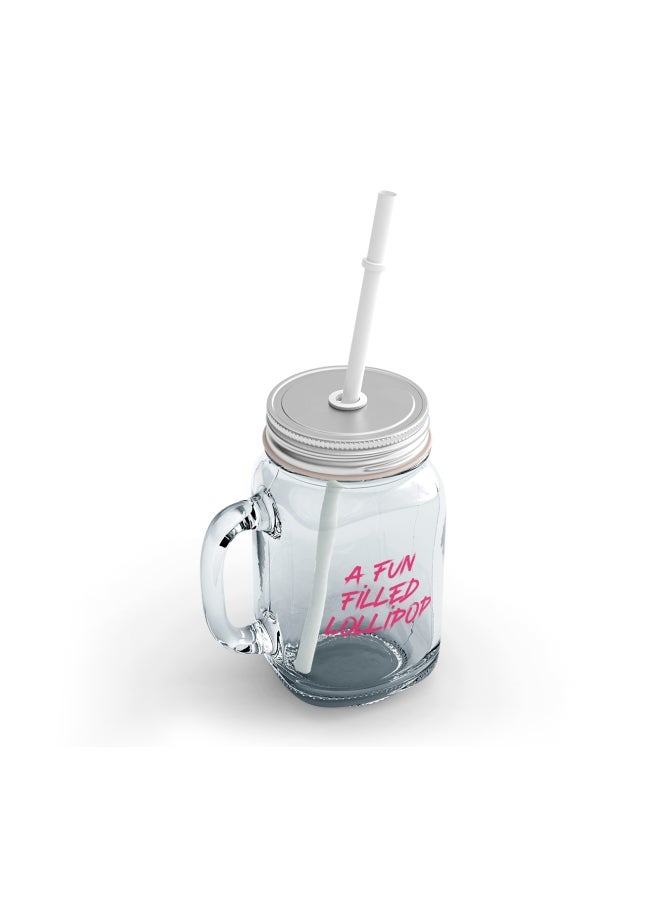 LOUD UNIVERSE Suicide Squad Movie Quote Printed Mason Jar With Straw Clear/Pink/Silver  - Image 2