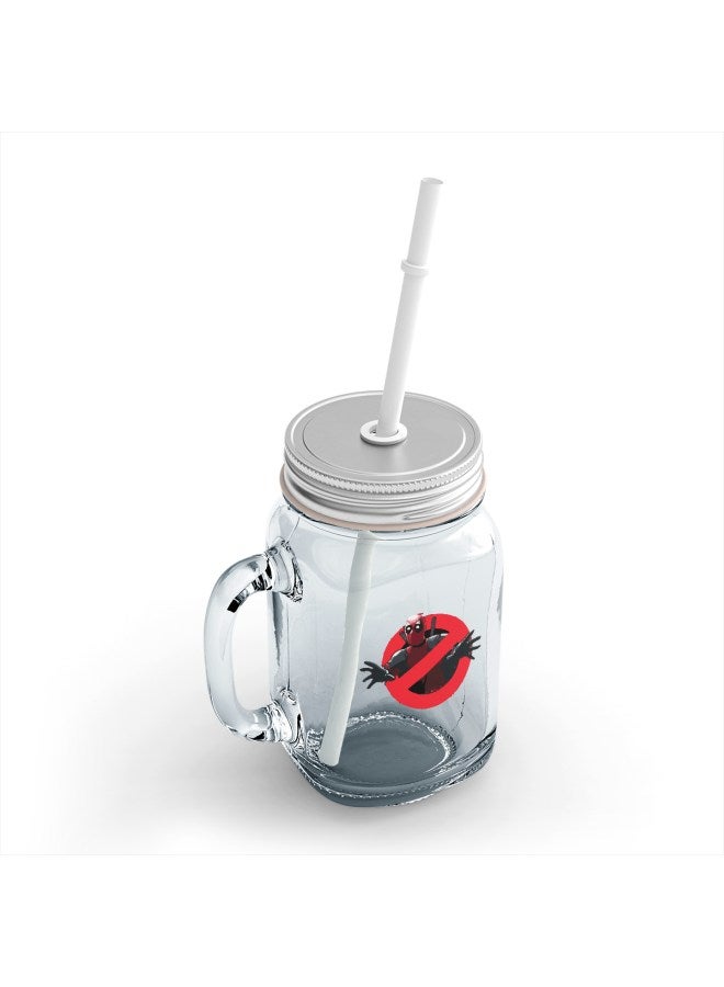 LOUD UNIVERSE Deadpool Printed Mason Jar With Straw Clear/Red/Black  - Image 2