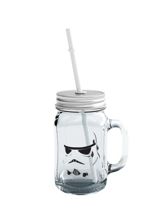 Star Wars Vader Printed Mason Jar With Straw Clear/Silver/Black - v1555184564/N23392032A_1