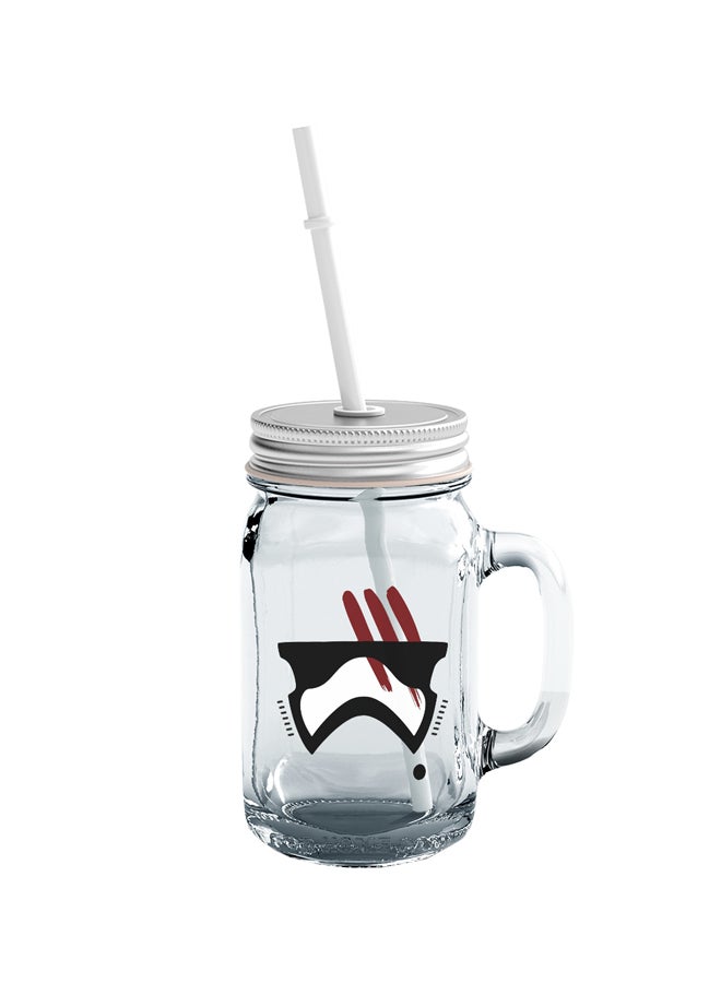 LOUD UNIVERSE Darth Vader Printed Mason Jar With Straw Clear/Black/Red  - Image 1