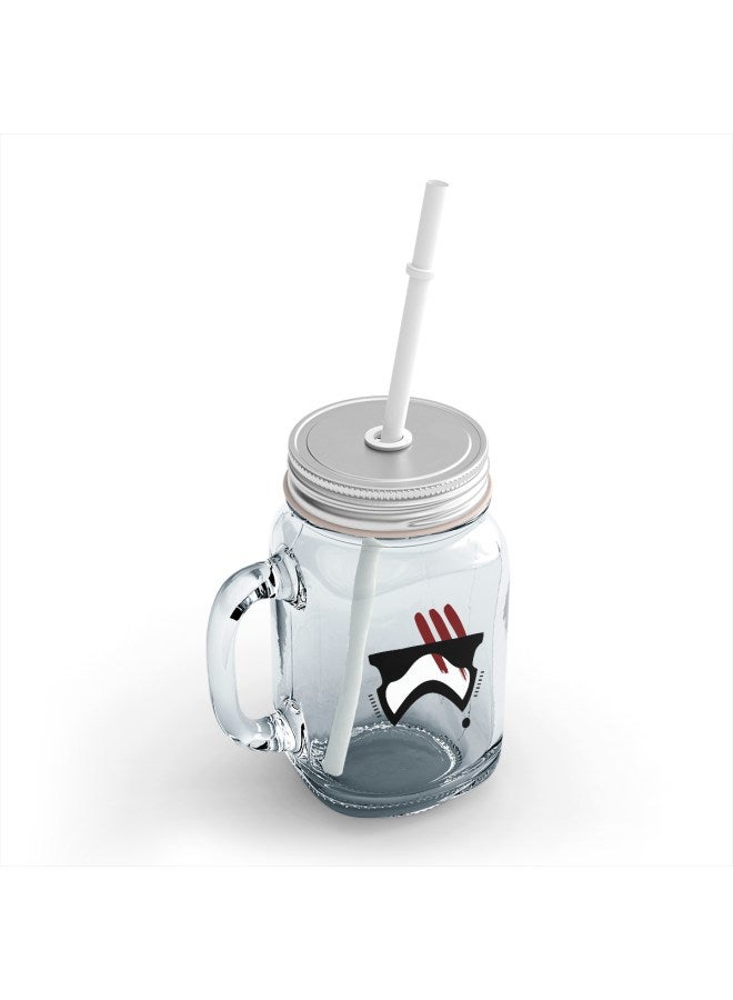 LOUD UNIVERSE Darth Vader Printed Mason Jar With Straw Clear/Black/Red  - Image 2