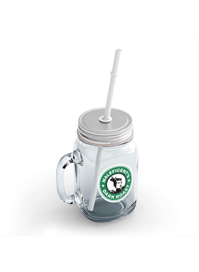 LOUD UNIVERSE Starbucks Angelina Jolie Printed Mason Jar With Straw Clear/Silver/Green  - Image 2