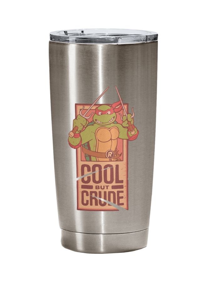 LOUD UNIVERSE Cool But Crude Ninja Turtle Printed Tumbler With Lid Silver/Red/Green  - Image 1