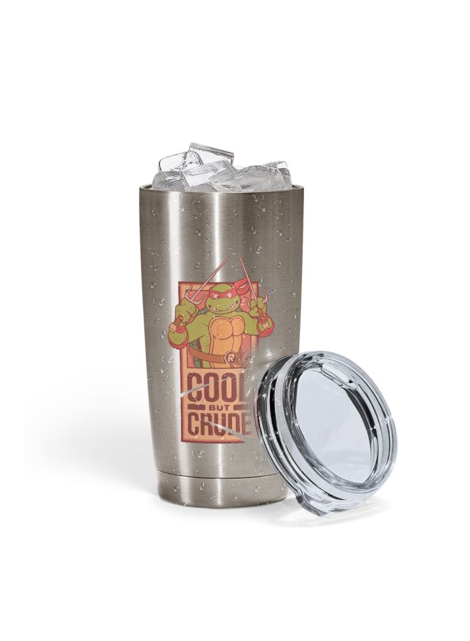 LOUD UNIVERSE Cool But Crude Ninja Turtle Printed Tumbler With Lid Silver/Red/Green  - Image 2