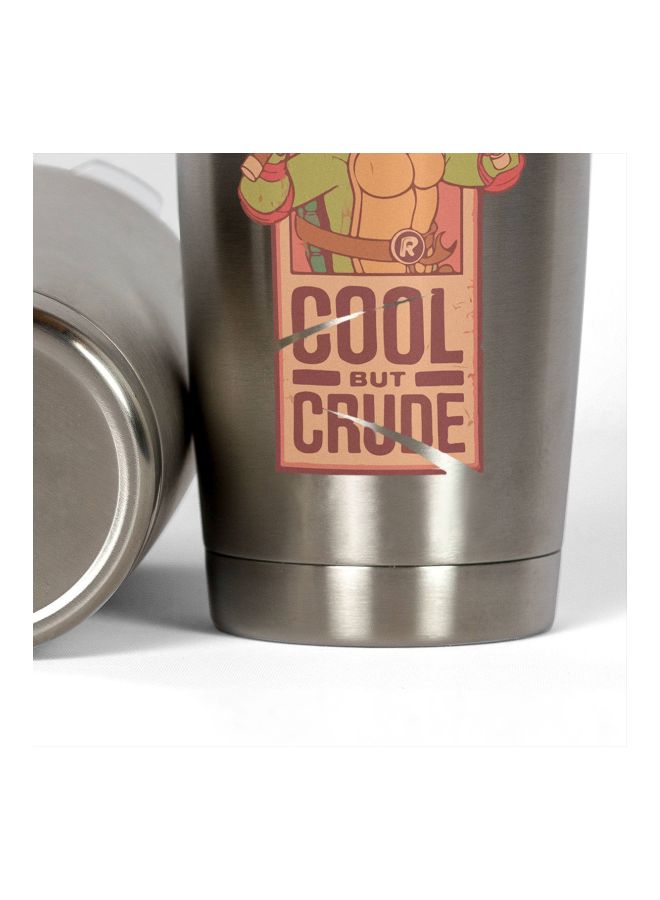 LOUD UNIVERSE Cool But Crude Ninja Turtle Printed Tumbler With Lid Silver/Red/Green  - Image 3