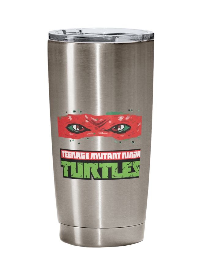 LOUD UNIVERSE Teenage Mutant Ninja Turtles Mask Theme Printed Tumbler With Lid Silver/Red/Green - Image 1