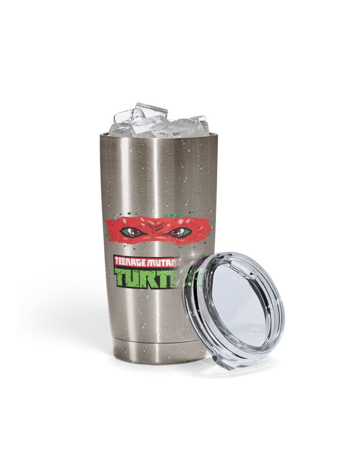 LOUD UNIVERSE Teenage Mutant Ninja Turtles Mask Theme Printed Tumbler With Lid Silver/Red/Green - Image 2
