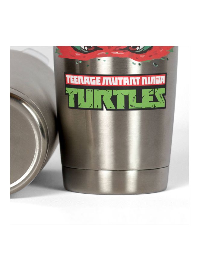 LOUD UNIVERSE Teenage Mutant Ninja Turtles Mask Theme Printed Tumbler With Lid Silver/Red/Green - Image 3
