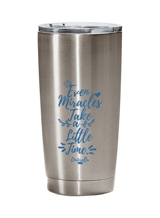 LOUD UNIVERSE Cinderella Quoted Printed Tumbler With Lid Silver/Blue  - Image 1
