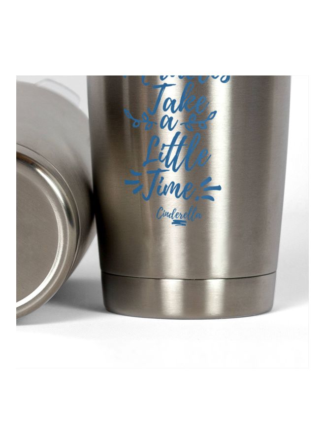 LOUD UNIVERSE Cinderella Quoted Printed Tumbler With Lid Silver/Blue  - Image 3
