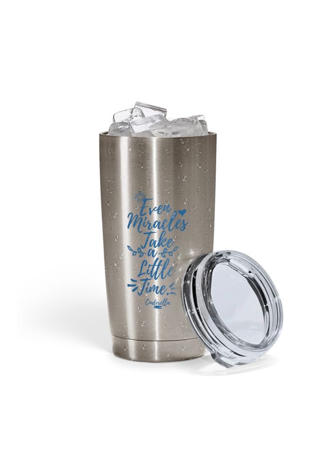 LOUD UNIVERSE Cinderella Quoted Printed Tumbler With Lid Silver/Blue  - Image 2