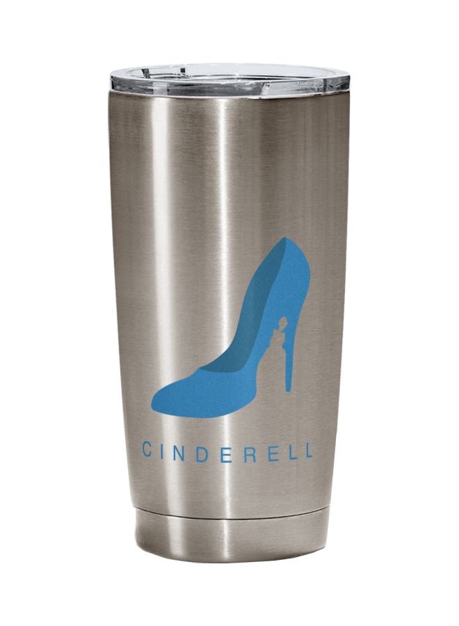 LOUD UNIVERSE Cinderella Minimal Shoe Printed Tumbler With Lid Silver/Blue  - Image 1