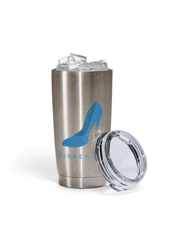 LOUD UNIVERSE Cinderella Minimal Shoe Printed Tumbler With Lid Silver/Blue  - Image 2