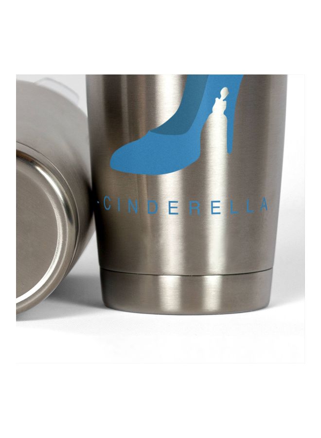 LOUD UNIVERSE Cinderella Minimal Shoe Printed Tumbler With Lid Silver/Blue  - Image 3