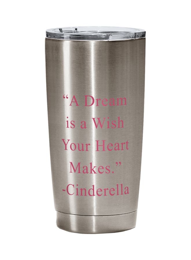 LOUD UNIVERSE Cinderella Quote Printed Tumbler With Lid Silver/Pink  - Image 1