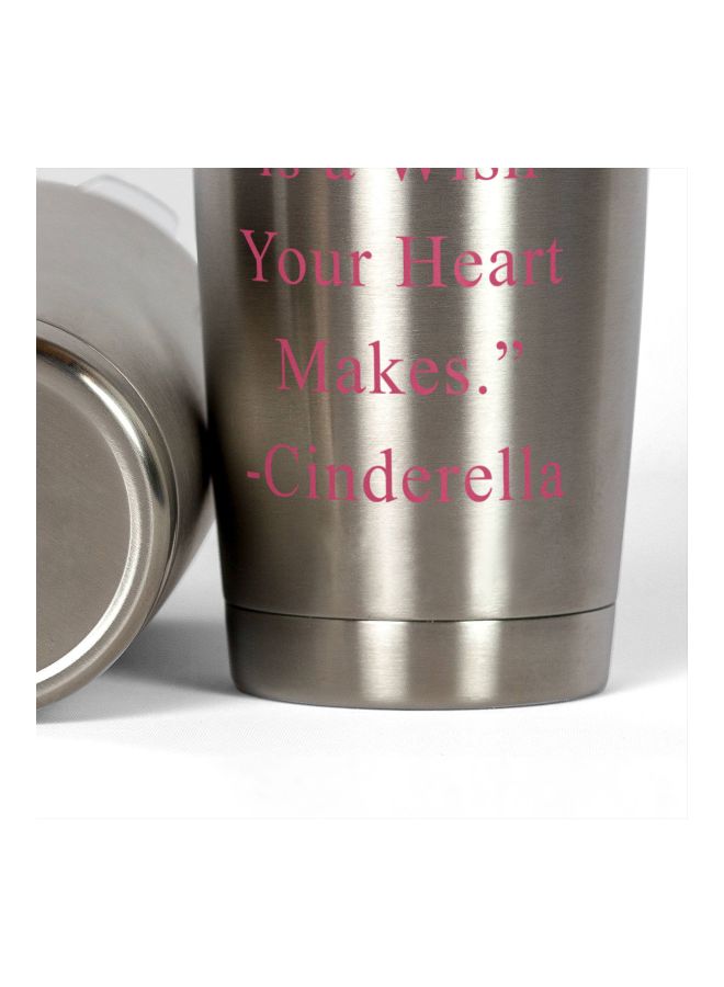 LOUD UNIVERSE Cinderella Quote Printed Tumbler With Lid Silver/Pink  - Image 3