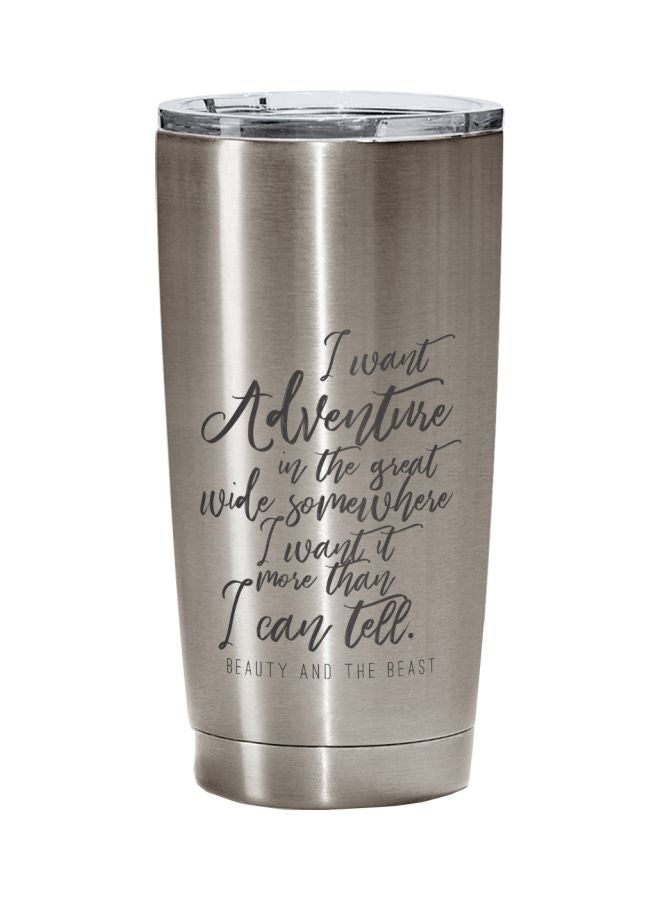 LOUD UNIVERSE Beauty And The Beast Quote Printed Tumbler With Lid Silver/Black  - Image 1