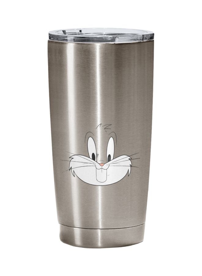 LOUD UNIVERSE Bugs Bunny Printed Tumbler With Lid Silver/Grey/White  - Image 1