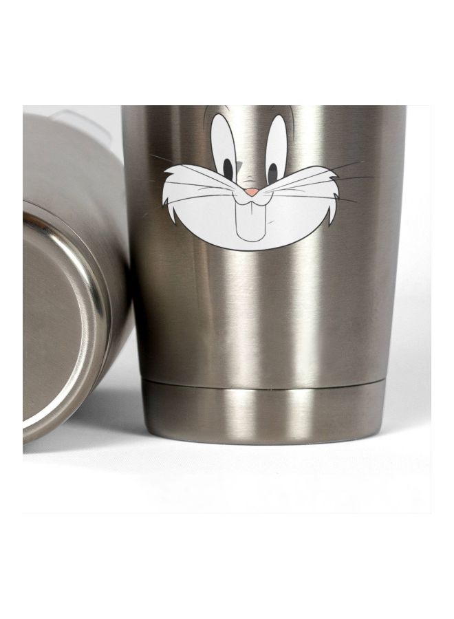 LOUD UNIVERSE Bugs Bunny Printed Tumbler With Lid Silver/Grey/White  - Image 3