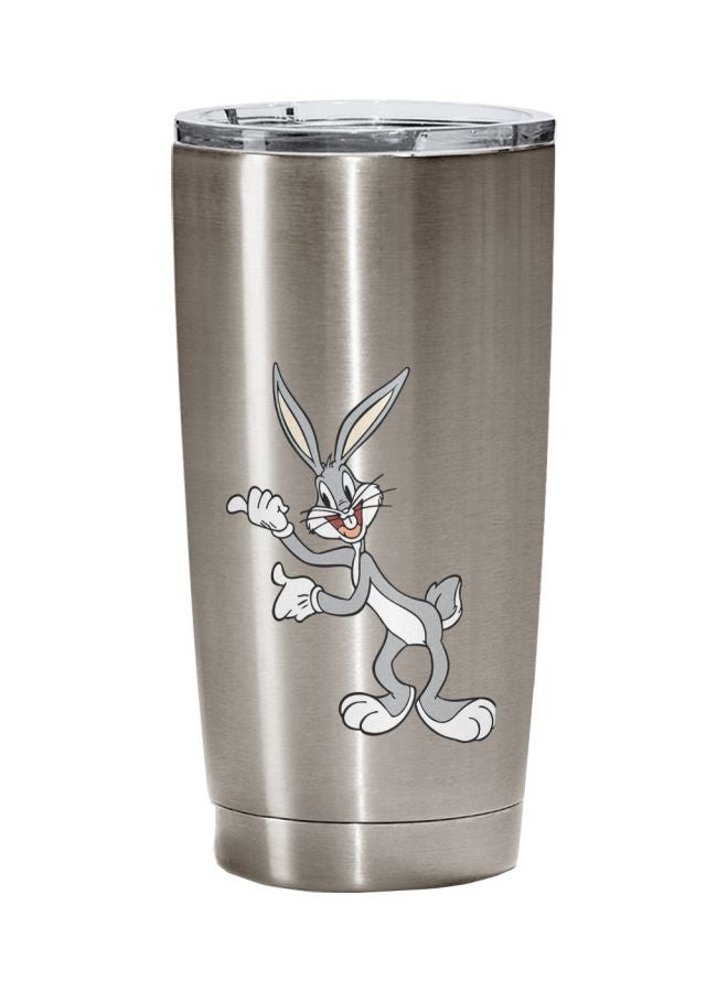LOUD UNIVERSE Bugs Bunny Funny Pose Printed Tumbler With Lid Silver/Grey/White  - Image 1