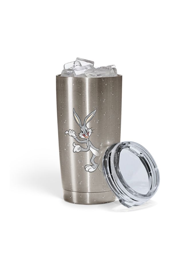 LOUD UNIVERSE Bugs Bunny Funny Pose Printed Tumbler With Lid Silver/Grey/White  - Image 2