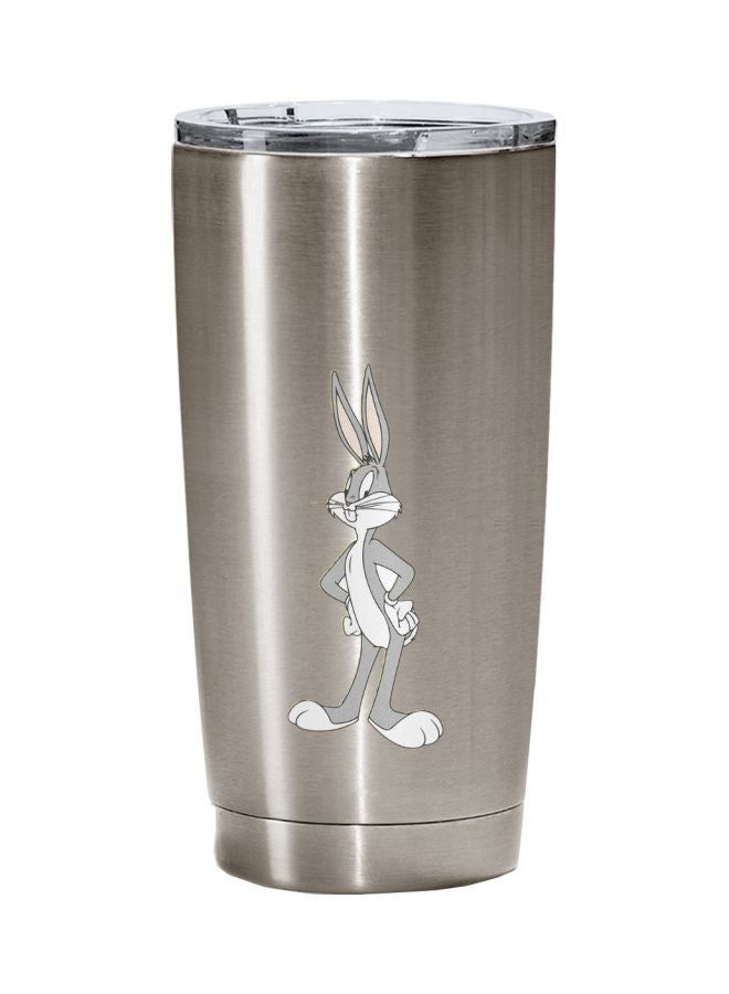 LOUD UNIVERSE Bunny Printed Tumbler With Lid Silver/Grey/White  - Image 1