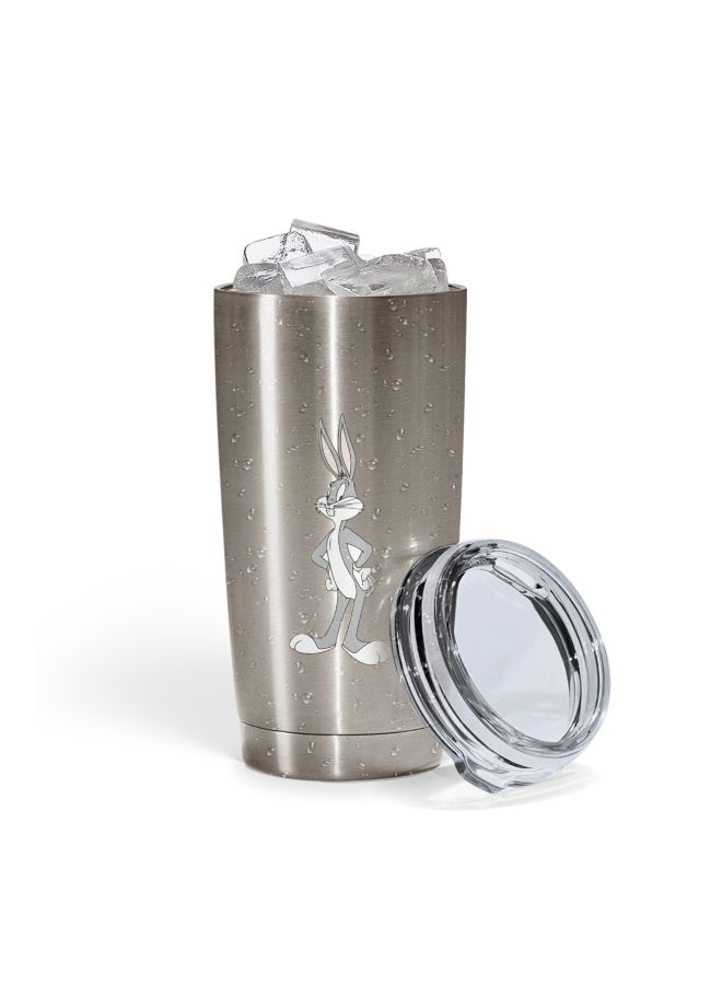 LOUD UNIVERSE Bunny Printed Tumbler With Lid Silver/Grey/White  - Image 2