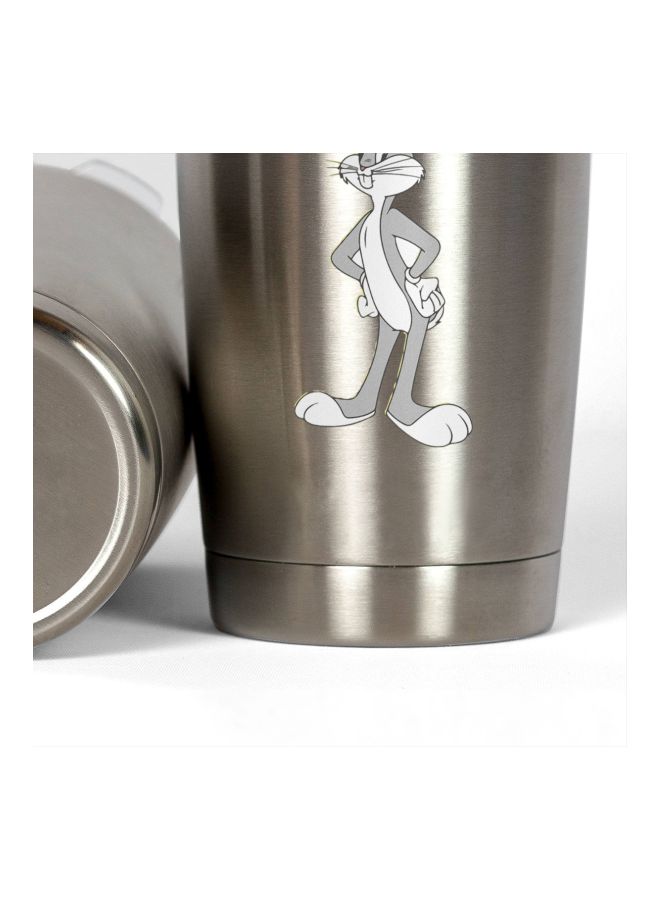 LOUD UNIVERSE Bunny Printed Tumbler With Lid Silver/Grey/White  - Image 3