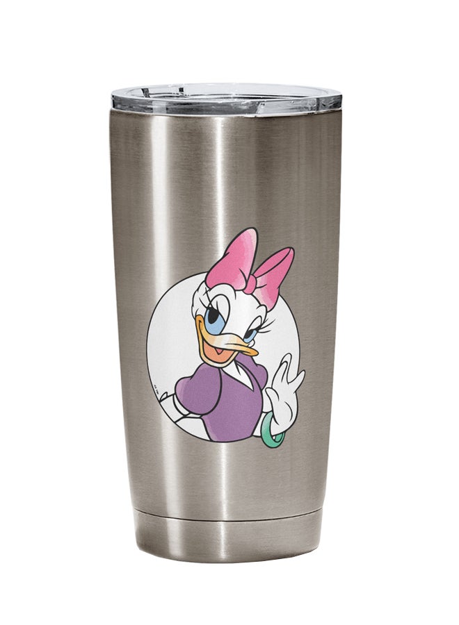 LOUD UNIVERSE Daisy Duck Printed Tumbler With Lid Silver/Pink/Blue  - Image 1
