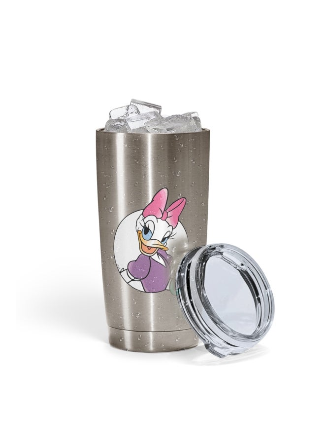 LOUD UNIVERSE Daisy Duck Printed Tumbler With Lid Silver/Pink/Blue  - Image 2