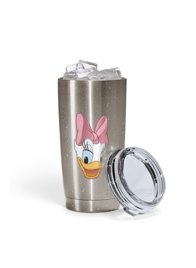 LOUD UNIVERSE Daisy Duck Face Printed Tumbler With Lid Silver/Pink/Yellow  - Image 2