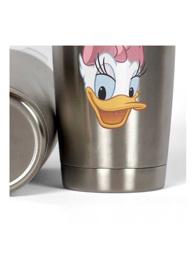 LOUD UNIVERSE Daisy Duck Face Printed Tumbler With Lid Silver/Pink/Yellow  - Image 3