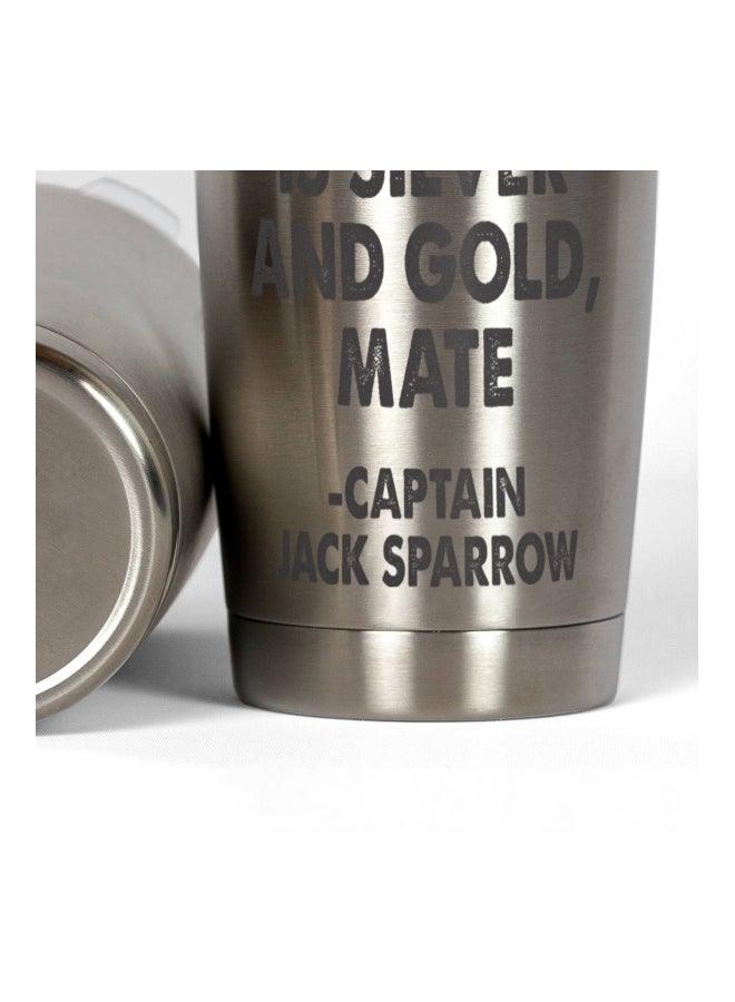 LOUD UNIVERSE Pirates Of The Caribbean Quote Printed Tumbler With Lid Silver/Clear/Black  - Image 3