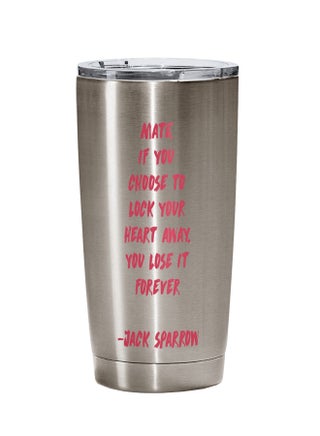 Jack Sparrow Chose To Lock Quote Printed Tumbler With Lid Silver/Clear/Pink - v1555184800/N23394713A_1