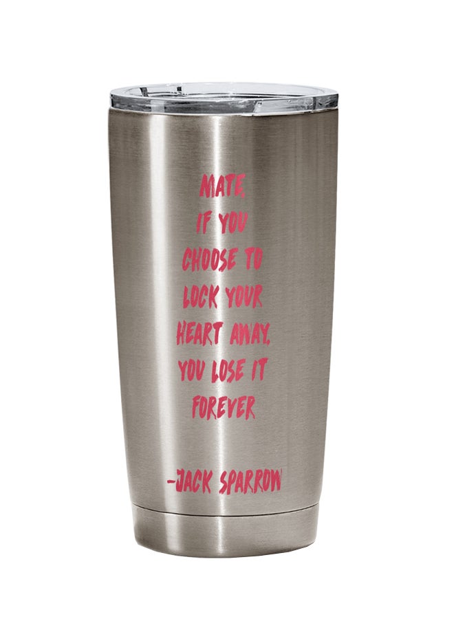 LOUD UNIVERSE Jack Sparrow Chose To Lock Quote Printed Tumbler With Lid Silver/Clear/Pink  - Image 1