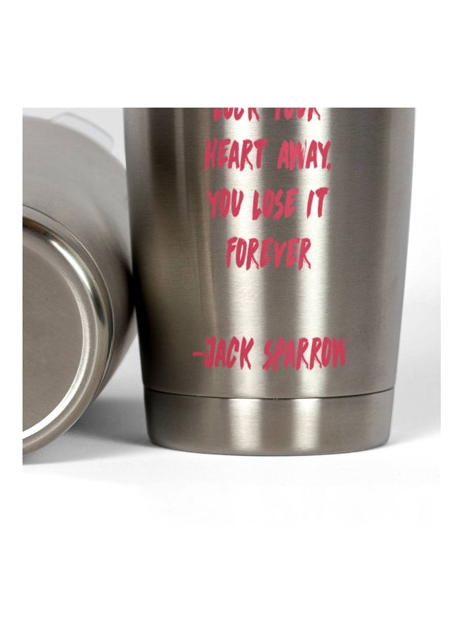 LOUD UNIVERSE Jack Sparrow Chose To Lock Quote Printed Tumbler With Lid Silver/Clear/Pink  - Image 3