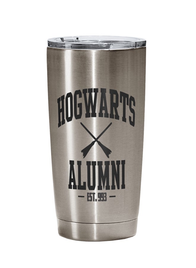 LOUD UNIVERSE Hogwarts Alumni Harry Potter Printed Tumbler With Lid Silver/Clear/Black  - Image 1