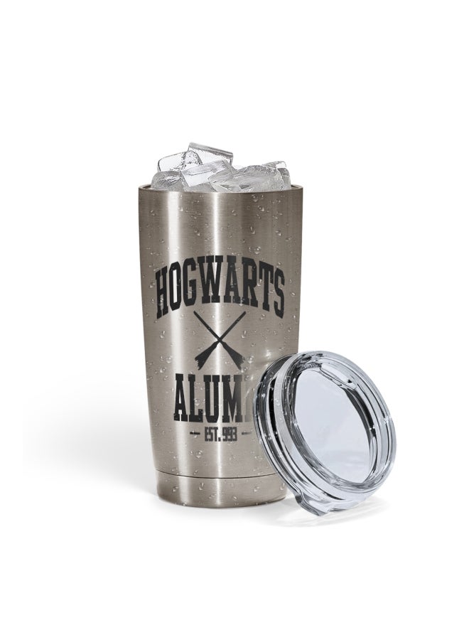 LOUD UNIVERSE Hogwarts Alumni Harry Potter Printed Tumbler With Lid Silver/Clear/Black  - Image 2