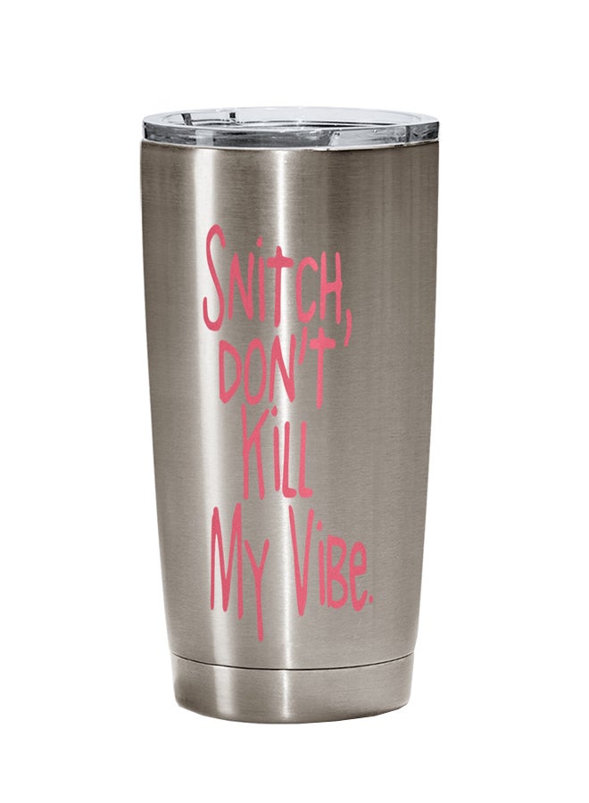LOUD UNIVERSE Harry Potter Snitch Vibe Quote Printed Tumbler With Lid Silver/Clear/Pink  - Image 1