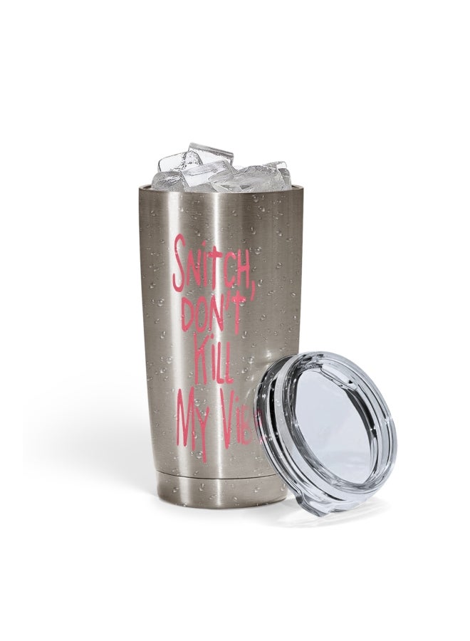 LOUD UNIVERSE Harry Potter Snitch Vibe Quote Printed Tumbler With Lid Silver/Clear/Pink  - Image 2